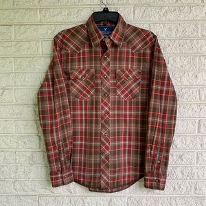 Pearl Snap Button Plaid Western Shirt